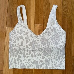 Lululemon White & Grey Leopard Print Crop Top – Size 4